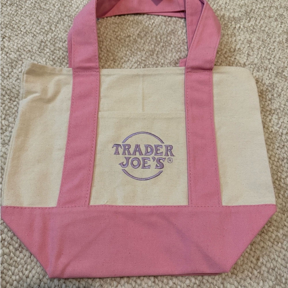 Pink Trader Joe's Mini Canvas Tote (NWT)
